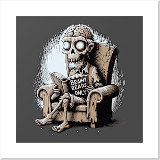 Brainy Reads Only - Zombie bookworm Posters and Art